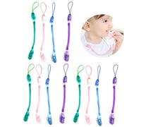 ANDERK 12pcs Chupetes de Clip Bebé con Anillo, Cadenas para Chupetes Chupetero Bebé Clips con Adorable Diseño, Unisex Dseño para Chicos y Chicas