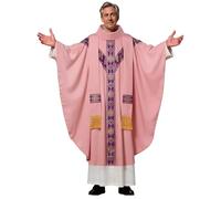 ANDHOM Chaquetas de iglesia elegantes para sacerdotes católicos, casulla misa, bata de cuello redondo con estola de pastor, Rosa, One Size
