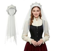 ANDHOM Sombrero de Ana Bolena con capucha Tudor a dos aguas, tocado isabelino renacentista para fiesta de cosplay, Halloween, carnaval, caballero, festival, accesorio de disfraz