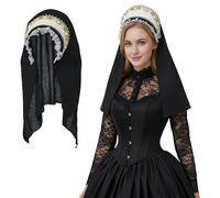 ANDHOM Sombrero de Ana Bolena con capucha Tudor a dos aguas, tocado isabelino renacentista para fiesta de cosplay, Halloween, carnaval, caballero, festival, accesorio de disfraz