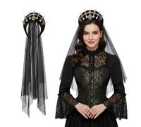 ANDHOM Sombrero de Ana Bolena con capucha Tudor a dos aguas, tocado isabelino renacentista para fiesta de cosplay, Halloween, carnaval, caballero, festival, accesorio de disfraz