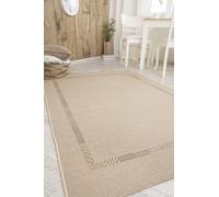 andiamo 1100369 - Alfombra Tejida Tejido Plano Louisville Moderno dreick patrón Natural, 60 x 110 cm, Color Verde, Polipropileno, Beige, 133x190