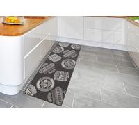 andiamo Coffee Design-Kurzflor Alfombra de Cocina, Acrílico, Antracita, 67 x 180 cm