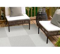 andiamo Alfombra de Exterior Resistente a la Intemperie, para terraza, Permeable al Agua, Tejido Plano, sin sustancias nocivas, para Exterior e Interior, Color: Gris, tamaño: 67 x 140 cm