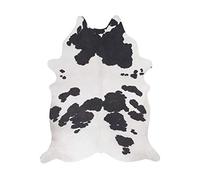andiamo Alfombra Vaca, Color Amarillo, de Piel sintética, impresión fotográfica, 77 x 95 cm, Poliéster Pelaje, Negro-Blanco, 77x95 cm