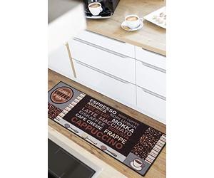 andiamo Coffee Design - Alfombra de Cocina (50 x 150 cm, Probada para sustancias nocivas), Color marrón y Gris