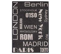 andiamo Louisville - Alfombra Moderna Tejida para Interiores y Exteriores, con Cenefa, Tejido Plano, 120 x 170 cm, Nombres de Ciudades