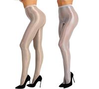 ANDIBEIQI 2 Pack Calcetines De Color Sólido Para Mujer Calcetines De Aceite Medias De Seda Brillante Medias De Baile Pantyhose