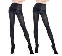 ANDIBEIQI 2 Pack Calcetines De Color Sólido Para Mujer Calcetines De Aceite Medias De Seda Brillante Medias De Baile Pantyhose