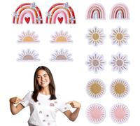 Andibro 16pz Parches De Dibujos Animados Para Planchar, Parches Boho Sol Arcoiris Lindos Parches Bordados Retro Infantiles Para Jeans Bolsos Chaquetas Gorro