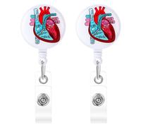 Andibro 2pz Portatarjetas De Enfermera De Anatomía,Soporte Retráctil Para Tarjetas De Corazón Con Clip De Cocodrilo Soporte Para Identificación Accesorios Para Enfermeras Consultorio Médico Y Clínica