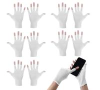 Andibro 5 pares de guantes blancos de algodón sin dedos, guantes de algodón para eccema para manos secas, guantes blancos sin dedos para dormir, pantalla táctil, tratamiento de la piel
