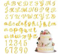 Andibro 64 piezas de acrílico para tartas, decoración personalizada del alfabeto de la A a la Z para decoración de tartas con juego de letras A-Z para baby shower, suministros de fiesta de cumpleaños