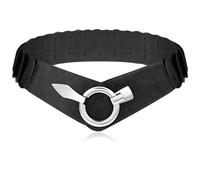 Andibro Cinturón elástico ancho vintage para mujer, de piel sintética, cinturón elástico retro, cintura ajustable para vestidos, Negro -, L(90-120cm/35-47.2in)