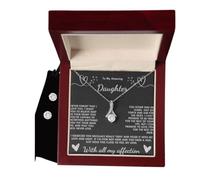 ANDIIS TREASURES To My Amazing Daughter - Never Forget White Gold Finish/Caja de lujo, Gema, Circonita cúbica, Gema, Circonita cúbica