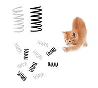 Andiker 12 juguetes de primavera para gatos, juguetes interactivos de plástico para mascotas, juguetes creativos y duraderos para gatitos para matar, morder (negro, blanco)