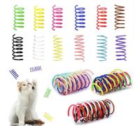 Andiker 12 Uds gato primavera juguete, colorido plástico resistente espiral juguete interactivo para gatos de interior a swat (12 pcs)