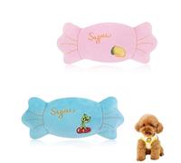 Andiker 2 juguetes chirriantes para perros, coloridos juguetes masticables con forma de caramelo para cachorros con papel arrugado chirriante, juguete interactivo suave para perros pequeños, dentición