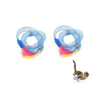 Andiker 2 juguetes de tubo para gatos, juguete ligero de resorte para gatos con plumas y campanas, juguete interactivo para masticar, batear, dentición, juego de caza