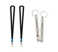 Andiker 2 Piezas Silbatos para Perros, Frecuencias Ajustables, Silbato Ultrasónico de Metal Profesional para Mascotas con Cordón y Llavero para Adiestramiento de Perros y Control de Ladridos