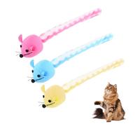 Andiker 3 piezas de juguete para gatos, ratón de colores con cola de 20 cm de largo de papel crepitante y hierba gatera natural, juguete interactivo para gatos contra el aburrimiento