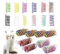 Andiker 32 piezas juguete para gatos primavera colorido plástico resistente espiral flexible juguete interactivo para gatos de interior (32 piezas)