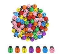 Andiker 60 Pegatinas pequeñas de Madera de Abeja y Mariquitas, Autoadhesivas, con Respaldo Plano, de Madera de abejorro y Mariquita, para Manualidades, álbumes de Recortes (Colores)