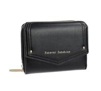 Andiker Cartera de gran capacidad para mujer, de piel sintética, triple pliegue, con cremallera, monedero, tarjetero, para guardar tarjetas, dinero en efectivo, Black, M, Casual
