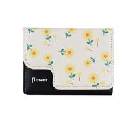 Andiker Cartera pequeña, billetera triple para mujer con 1 compartimento para dinero en efectivo y 7 ranuras para tarjetas, cartera con patrón floral para mujer, Negro -