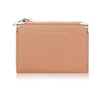 Andiker Cartera pequeña para mujer, billetera plegable delgada simple y moderna de cuero suave para mujer con tarjetero, ventana para fotos, bolsillo para monedas, Pink, S, Casual