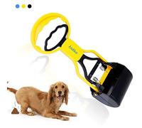 Andiker Cuchara de excrementos para Mascotas, Cuchara portátil de residuos de Mascotas, Cuchara de excrementos de Perro, Cuchara de Abrazadera de mandíbula de residuos de Mascotas (Amarillo)