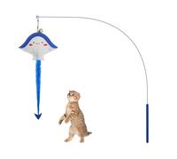 Andiker Juguete de varita para gatos, 35 pulgadas de largo, flexible, palo de juguete para gatos con bonita forma de pez, varita de campana, juguete interactivo para gatos de interior, gatitos para
