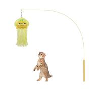 Andiker Juguete de varita para gatos, varita flexible de 35 pulgadas, varita de medusa vívida de repuesto con campana, juguete interactivo resistente para gatos de interior que persiguen
