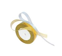 Andiker - Lote de 2 rollos de cinta de organza - 15 mm × 44 m - Para decoraciones de cumpleaños y bodas (Oro y plata)