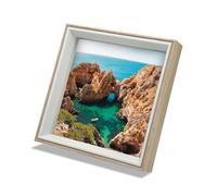 Andiker - Marco de fotos (15 x 15 cm, cuadrado, para el hogar, oficina, cumpleaños, beige, para colgar en la pared o para colocar sobre la mesa