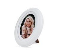 Andiker Marco de fotos ovalado de 7 x 5, marco de fotos vintage para fotos en formato 7 x 5 in/18 x 13 cm con cartón, marco de madera como decoración de mesa para bodas, salón, dormitorio (blanco)