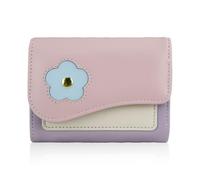 Andiker Monedero para mujer, trifold de piel suave para mujer, con diseño floral, cartera pequeña para mujer con 6 compartimentos para tarjetas, 1 compartimento para efectivo y 1 ventana de