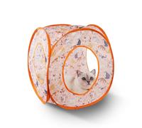 Andiker Tienda de campaña para gatos, 3 agujeros, seguro y fuerte, túnel plegable fácil de transportar, casa para gatos de interior, gatitos, escondidos, jugar, entrenamiento, dormir (cuadrado naranja