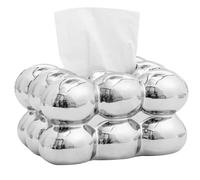 Anding Caja de pañuelos de cerámica, cenicero, portavelas, jarrón de baño de cerámica Abstracta para decoración del hogar, Plata, Blanco, Dorado, (A1105 Plateado)