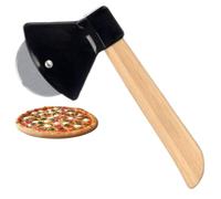 Andinus Cortador de Pizza en Forma de Hacha - Divertido y Original - Mango de Madera - Ideal para Casa, Reuniones y Regalos Originales (Negro)