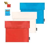 ANDINUS Set de 3 Bolsas Reutilizables para Sándwich - 18x18 cm, Lavables, Ecológicas y Sin BPA - Porta Snacks, Bocadillos y Alimentos - Colores Rojo, Blanco y Azul
