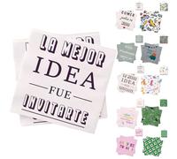 ANDINUS Set de 40 Servilletas de Papel 33x33 cm Decoradas - Diseños Divertidos y Coloridos para Fiestas, Cumpleaños, Niños, Infantiles, Eventos, Oficina y Uso Diario (La mejor idea fué invitarte)
