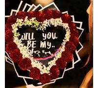 Andisijq Burn Away - Ramo de rosas personalizadas, ramo de corazón con texto en inglés "Will You Be My Girlfriend", ramo de rosas falsas con purpurina, San Valentín, aniversario, compromiso, regalo de