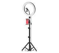 Andoer 10inch LED Ring Light Regulable 3200-5600K con trípodes Soporte para teléfono y Tableta para Live Sream Makeup Portrait Iluminación de Video de Youtube