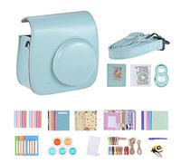 Andoer 14 en 1 Kit de accesorios para Fujifilm Instax Mini 9 / 8 + / 8 con estuche / Strap / Pegatina / Selfie Lens / Filtro / Álbum / Película Frame / Esquina Pegatina / Pluma - 【Azul Helado】