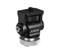 Andoer 180 ° Rótula Adaptador de Montaje de Zapata de Flash Caliente Tornillo de 1/4 Pulgada con Llave para cámara DSLR Micrófono LED (Plata)