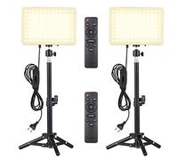 Andoer 2 Pack LED Video Light Kit 45W Photography Fill Light Panel 2800K-6500K Brillo ajustable Ra96+ con soporte para escritorio Cabeza esférica flexible Mando a distancia para fotografía streaming
