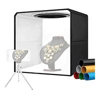 Andoer 25 X 25 cm / 9.8 X 9.8 Pulgadas Mini Caja de luz portátil para fotografía Carpa de luz Profesional integrada con 6 Fondos Fuente de alimentación USB