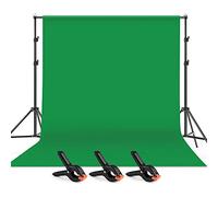 Andoer 6.5x9.8pie/ 2x3m Fondo Verde de Fotografía con Sistema de Soporte y 3 Abrazaderas, 1 Bolsa, Telón de Fondo para Estudio Fotográfico, Foto Conmemorativa, Grabación de Video