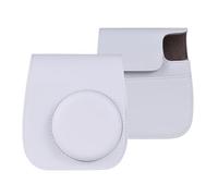 Andoer Bolsa de almacenamiento para cámara instantánea, bolsa para cámara, cuero PU, hebilla magnética con correa para el hombro, compatible con Fujifilm Instax Mini 12/11/9/8, Blanco, 12,5 x 14 x 5,5